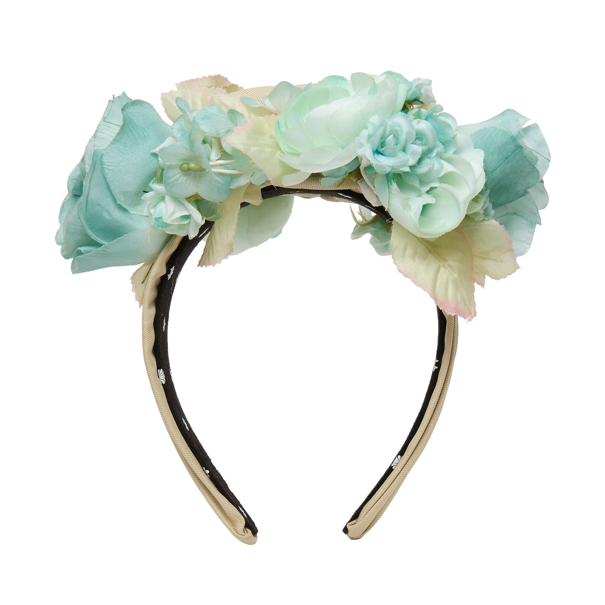 Lele Sadoughi HEADBAND SEAFOAM ROSE FLORAL BOUQUET HEADBAND