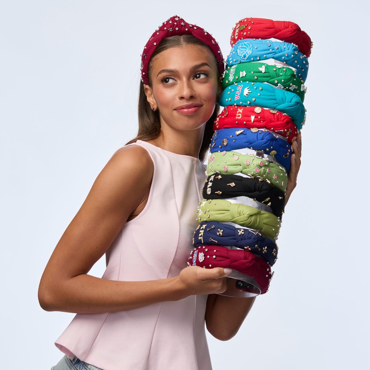 LELE SADOUGHI HEADBANDS ADELPHEAN BLUE ALPHA DELTA PI KNOTTED HEADBAND