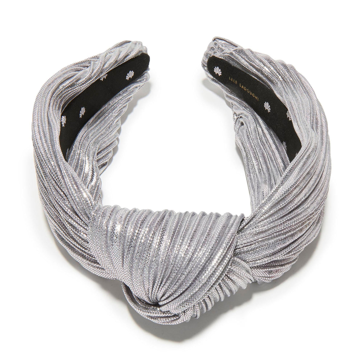 Lele Sadoughi HEADBANDS ANTIQUE SILVER KNOTTED PLEATED HEADBAND