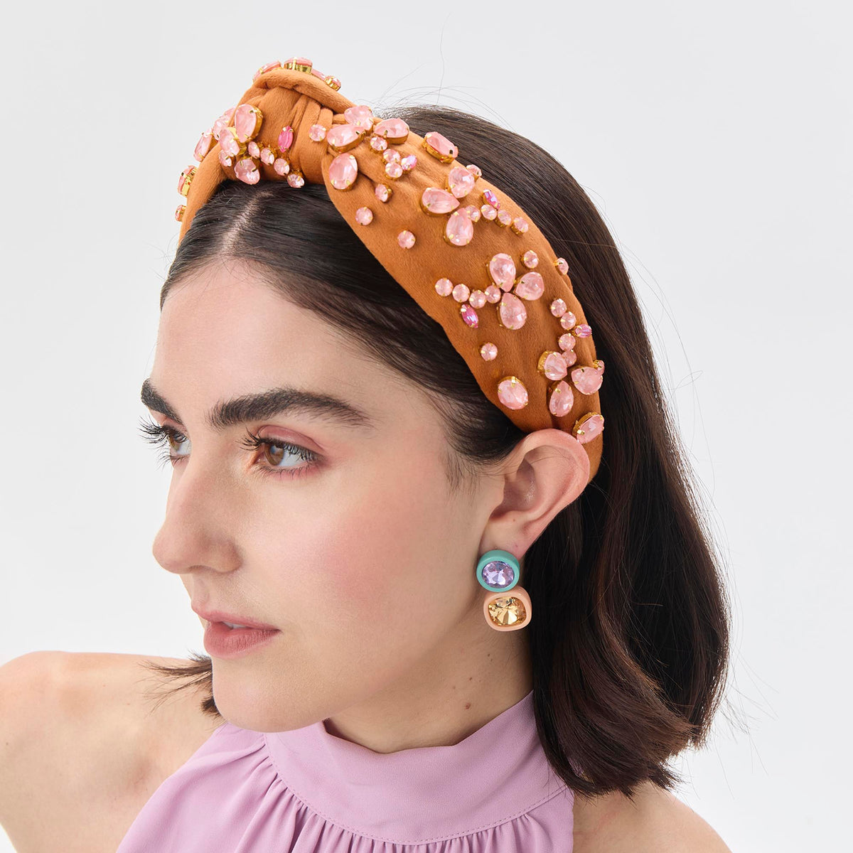 Lele Sadoughi HEADBANDS APRICOT SWAROVSKI® CRYSTAL BUTTERCUP KNOTTED HEADBAND