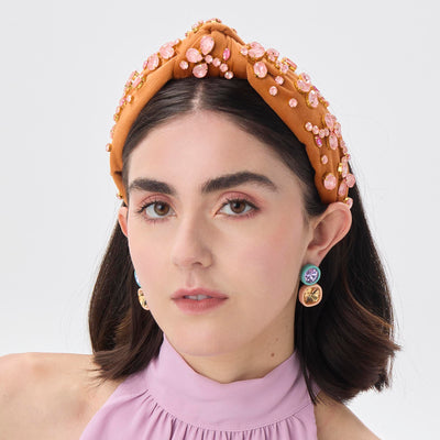 Lele Sadoughi HEADBANDS APRICOT SWAROVSKI® CRYSTAL BUTTERCUP KNOTTED HEADBAND