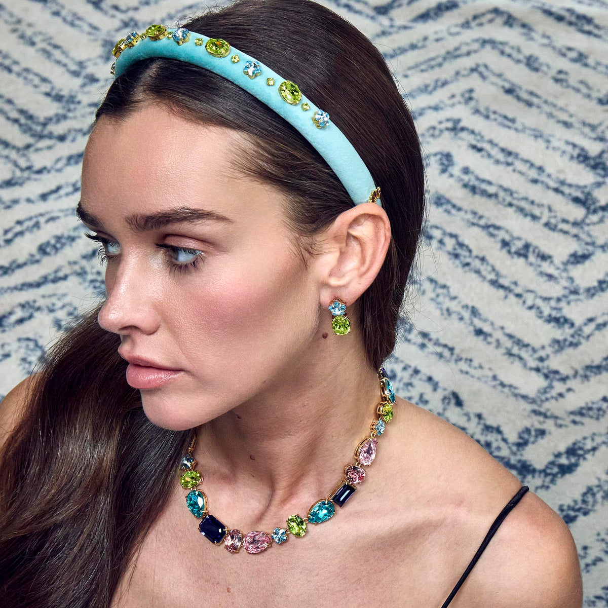 Lele Sadoughi HEADBANDS AQUAMARINE CITRIS GIGI SWAROVSKI CRYSTAL GEM HEADBAND