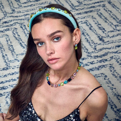 Lele Sadoughi HEADBANDS AQUAMARINE CITRIS GIGI SWAROVSKI CRYSTAL GEM HEADBAND