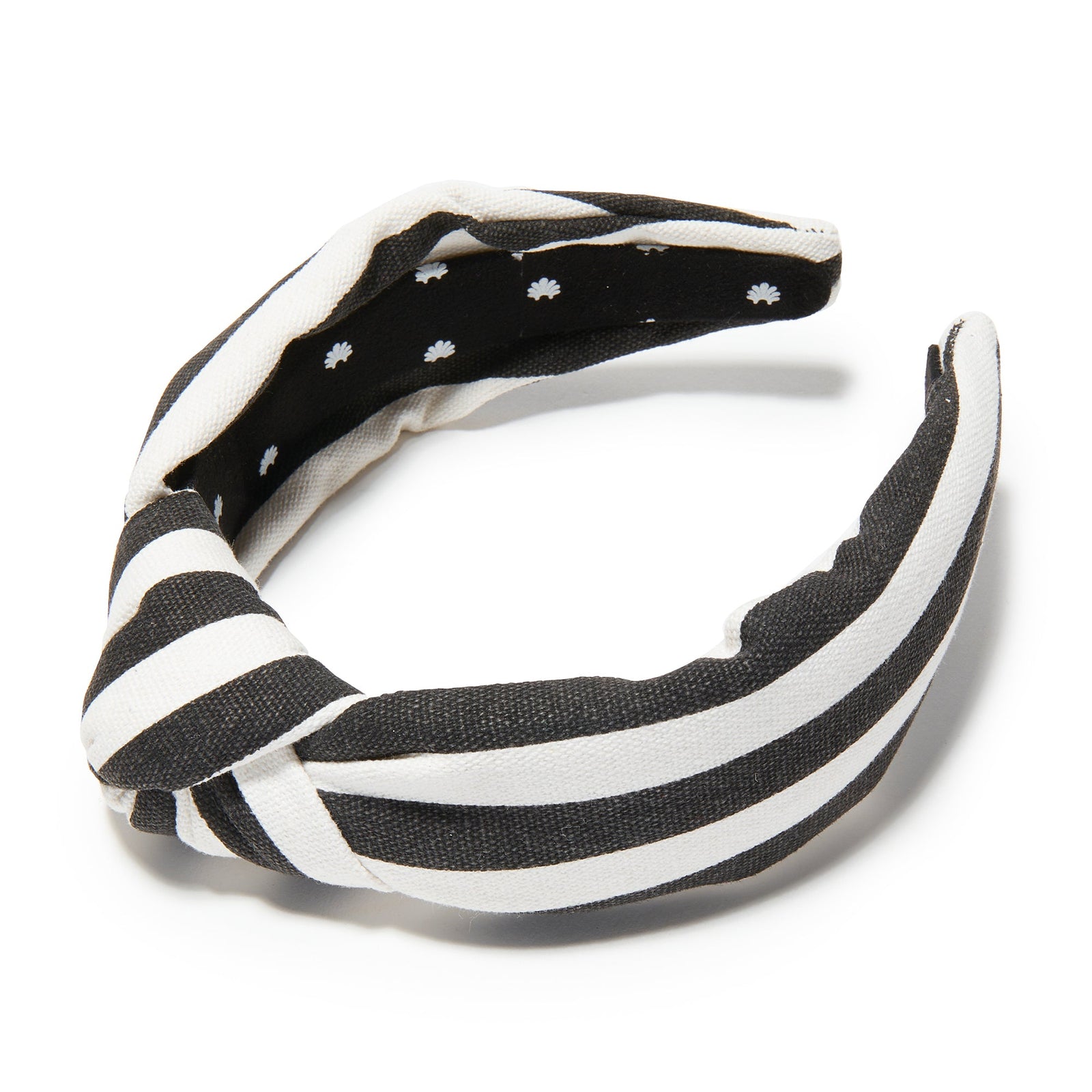 Lele Sadoughi HEADBANDS BLACK AND WHITE STRIPE WOVEN HEADBAND