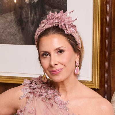 Lele Sadoughi HEADBANDS BLUSH MARCHESA COUTURE X LELE SADOUGHI ASYMMETRICAL GRETA EMBROIDERED HEADBAND