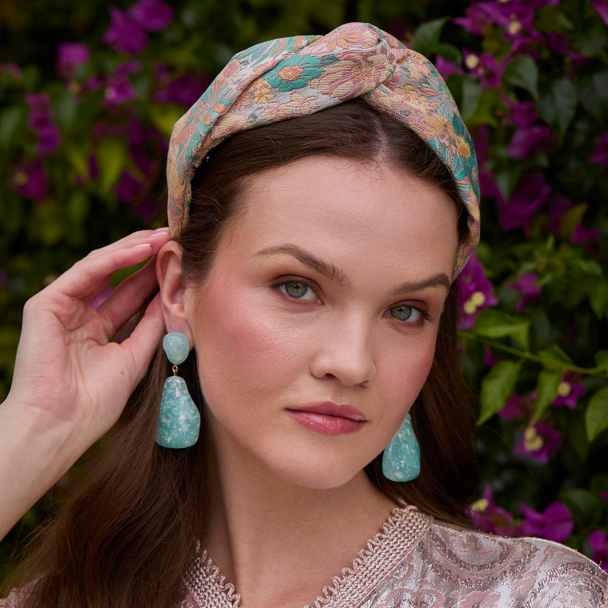 Lele Sadoughi HEADBANDS BLUSH MEDLEY GRETA FLORAL JACQUARD HEADBAND