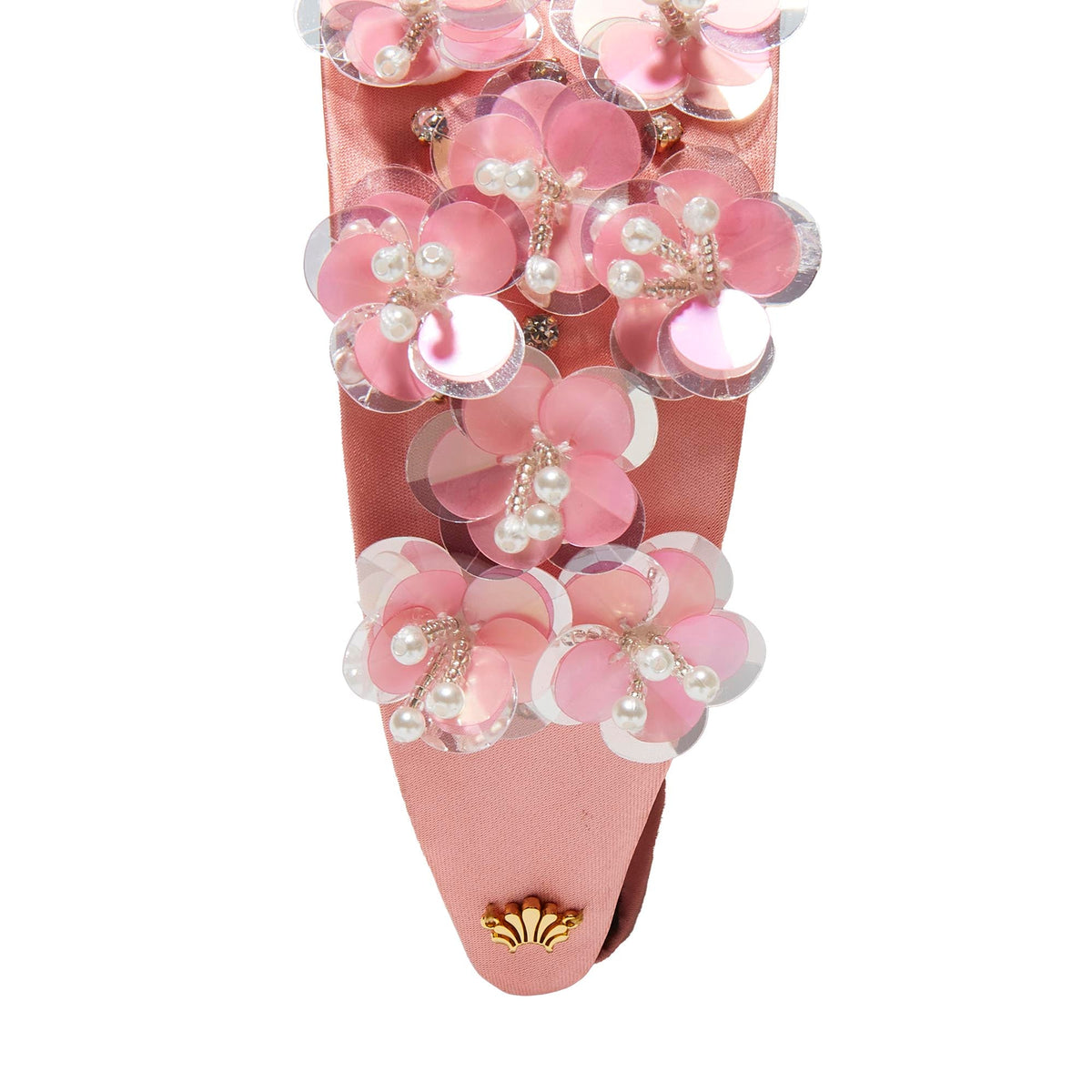 Lele Sadoughi HEADBANDS BLUSH MELON BRIGITTE PAILLETTE FLORAL HEADBAND