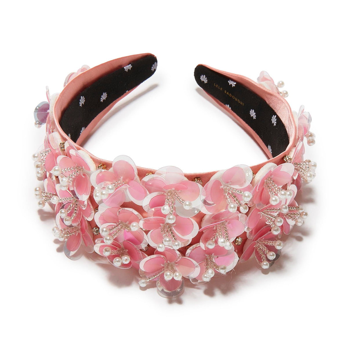 Lele Sadoughi HEADBANDS BLUSH MELON BRIGITTE PAILLETTE FLORAL HEADBAND