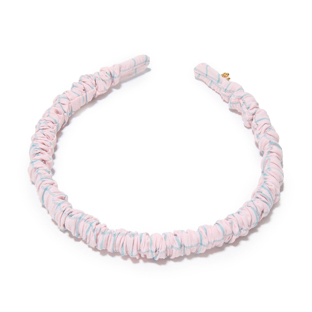 Lele Sadoughi HEADBANDS BLUSH MIST JESSIE COTTON CHECK HEADBAND