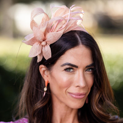 Lele Sadoughi HEADBANDS BLUSH PINWHEEL HOLLY SINAMAY HEADBAND