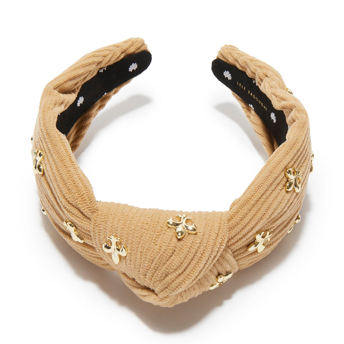 Lele Sadoughi HEADBANDS BUFF KNOTTED FLEUR DE LIS EMBELLISHED HEADBAND