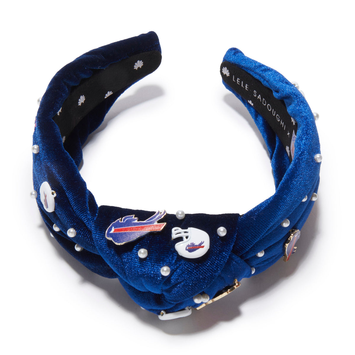 Lele Sadoughi HEADBANDS BUFFALO BILLS LELE X NFL BLUE EMBELLISHED KNOTTED HEADBAND