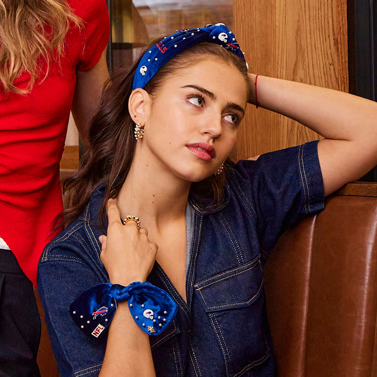 Lele Sadoughi HEADBANDS BUFFALO BILLS LELE X NFL BLUE EMBELLISHED KNOTTED HEADBAND *PRE-ORDER*