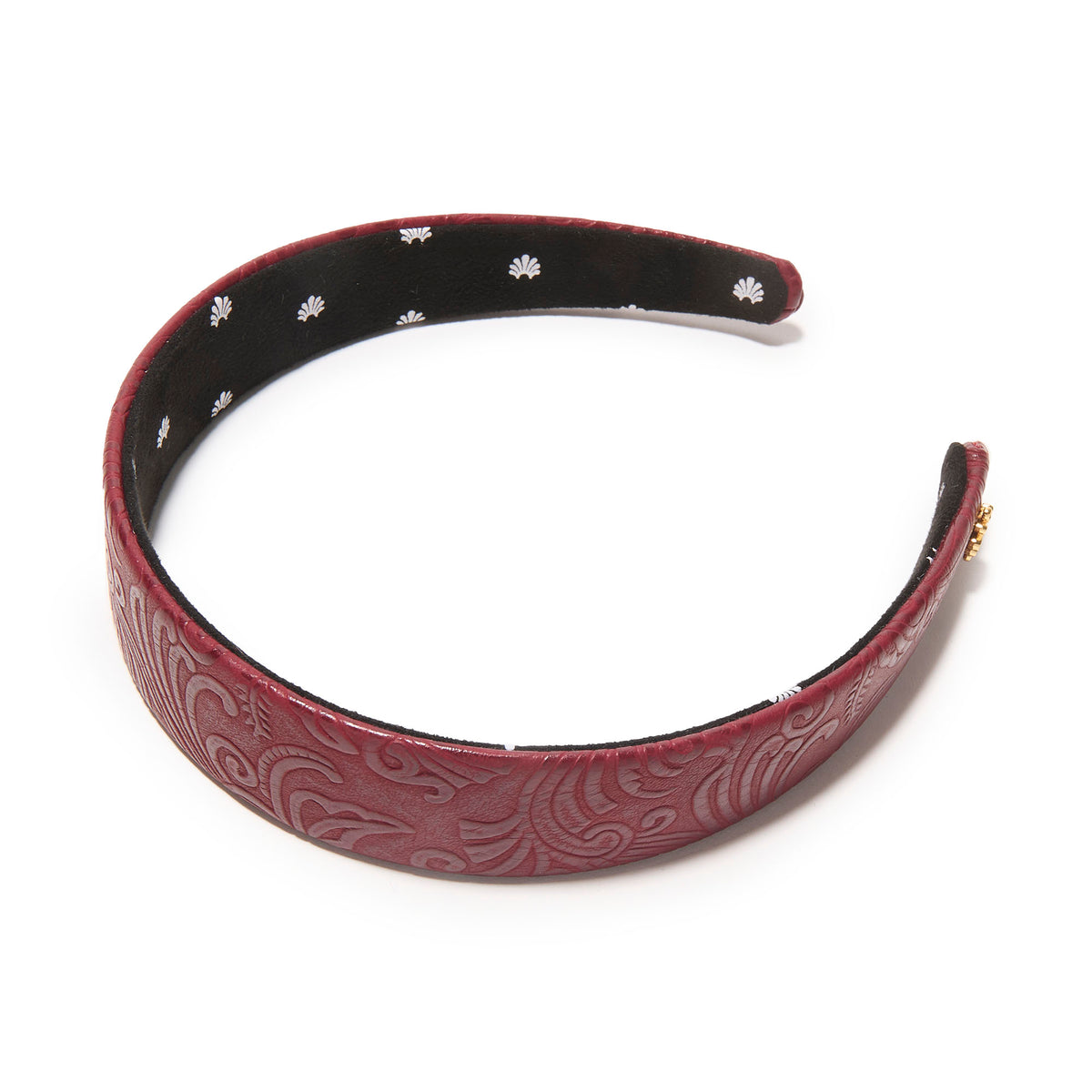Lele Sadoughi HEADBANDS BURGUNDY BESSETTE TOOLED FAUX LEATHER HEADBAND