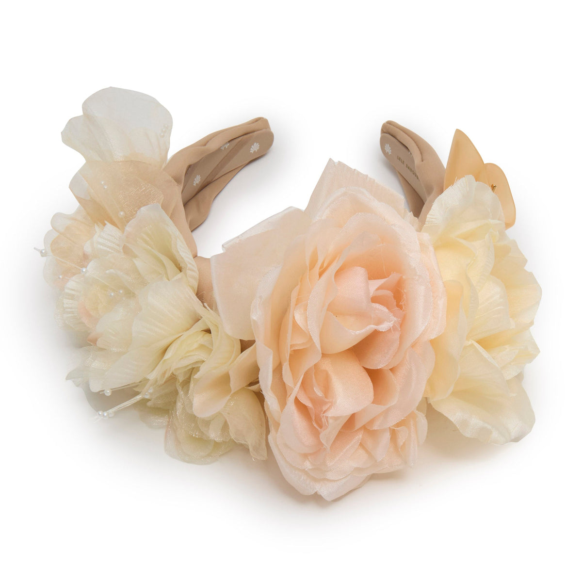 LELE SADOUGHI HEADBANDS BUTTERCREAM BLUSH JEWELED FLORAL BOUQUET HEADBAND