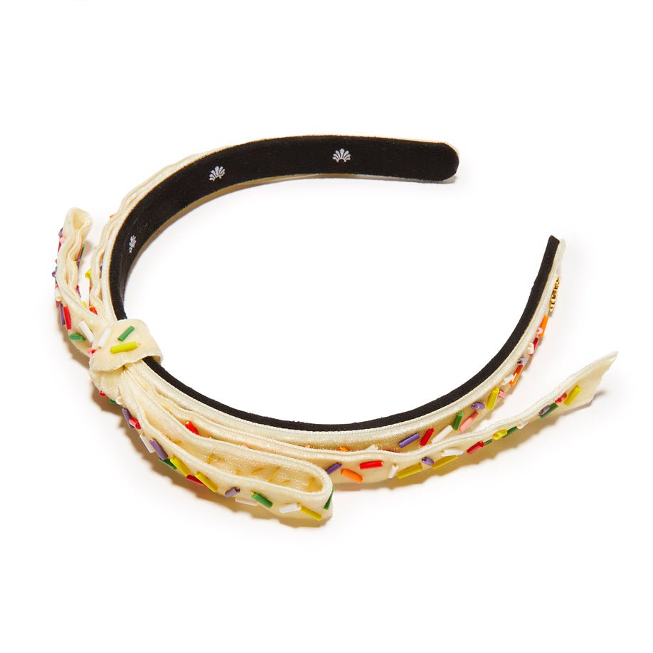 Lele Sadoughi HEADBANDS BUTTERCREAM EMBELLISHED BARDOT SLIM RIBBON HEADBAND