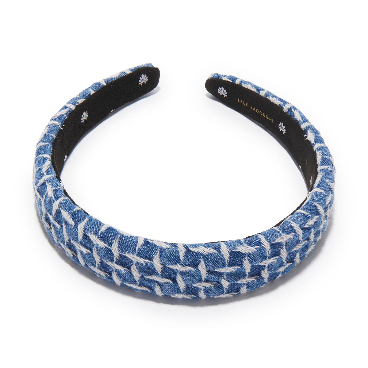 Lele Sadoughi HEADBANDS CADET BLUE CHARLOTTE LATTICE DENIM HEADBAND