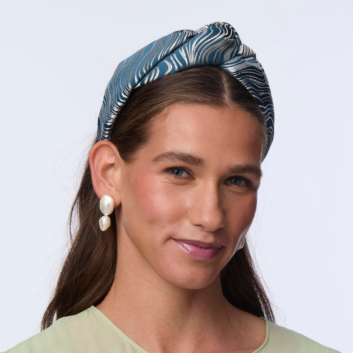 Lele Sadoughi HEADBANDS CADET BLUE GRETA RIPPLE JACQUARD HEADBAND
