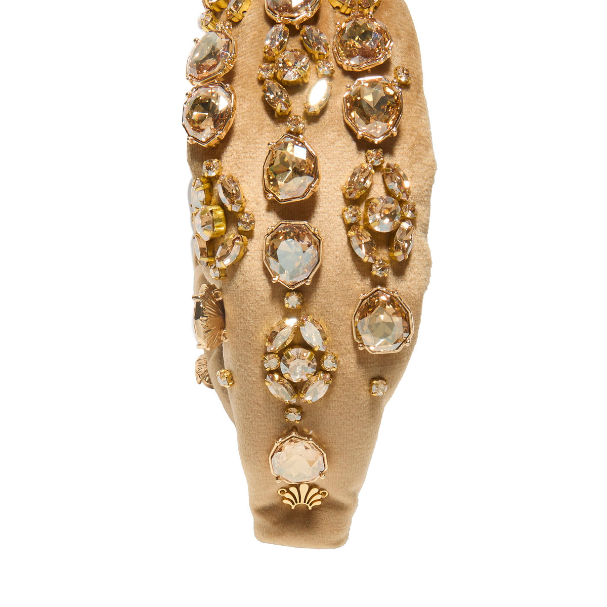 Lele Sadoughi HEADBANDS CAPPUCINO SWAROVSKI® CRYSTAL BROCADE KNOTTED HEADBAND
