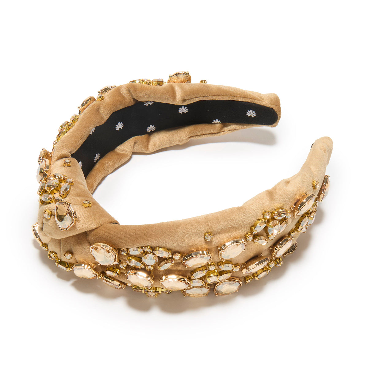 Lele Sadoughi HEADBANDS CAPPUCINO SWAROVSKI® CRYSTAL BROCADE KNOTTED HEADBAND
