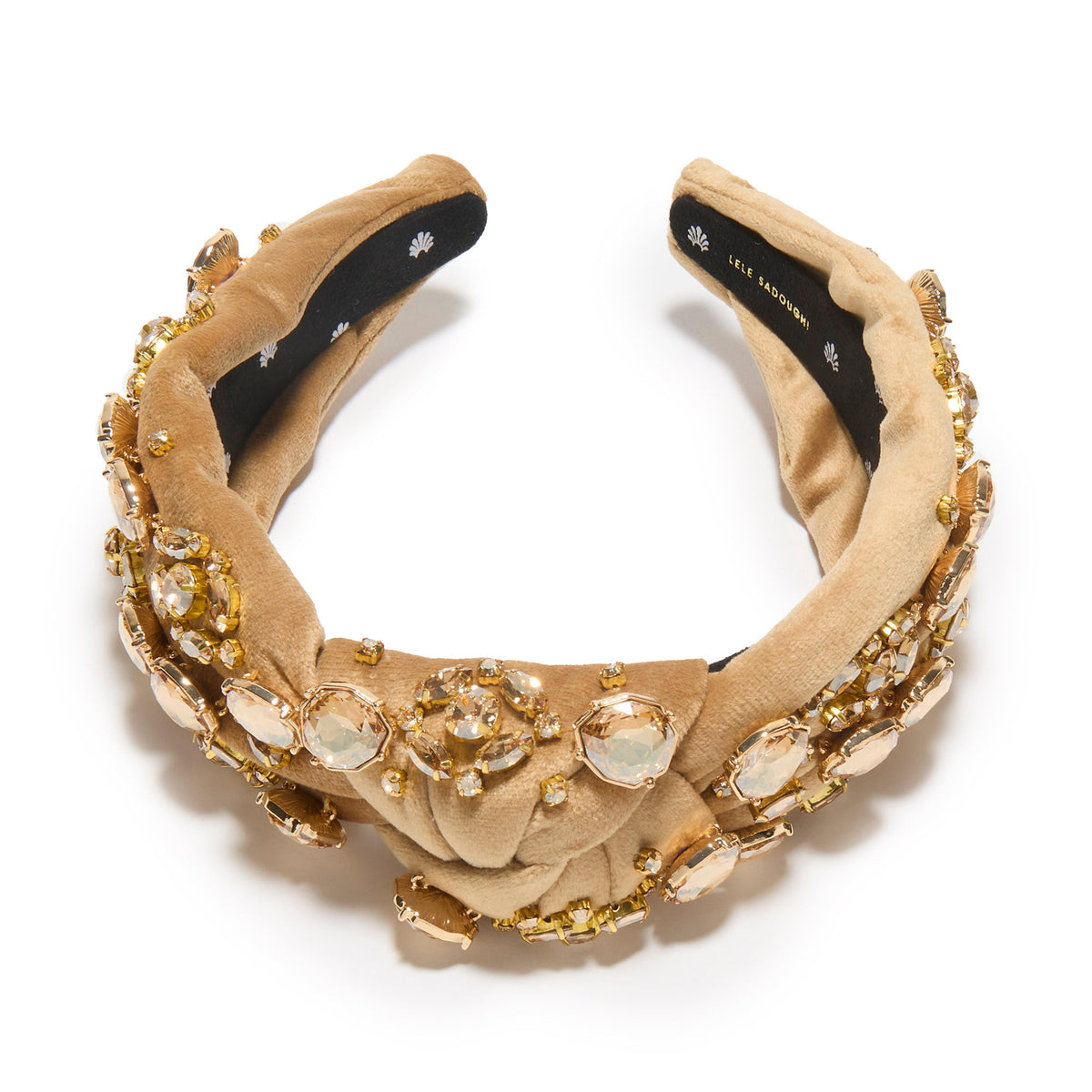 Lele Sadoughi HEADBANDS CAPPUCINO SWAROVSKI® CRYSTAL BROCADE KNOTTED HEADBAND