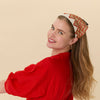 Lele Sadoughi HEADBANDS CARAMEL CHEVRON JACKIE CROCHET HANKERCHIEF HEADBAND