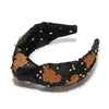 Lele Sadoughi HEADBANDS CARAMEL JET KNOTTED LACE EMBELLISHED HEADBAND