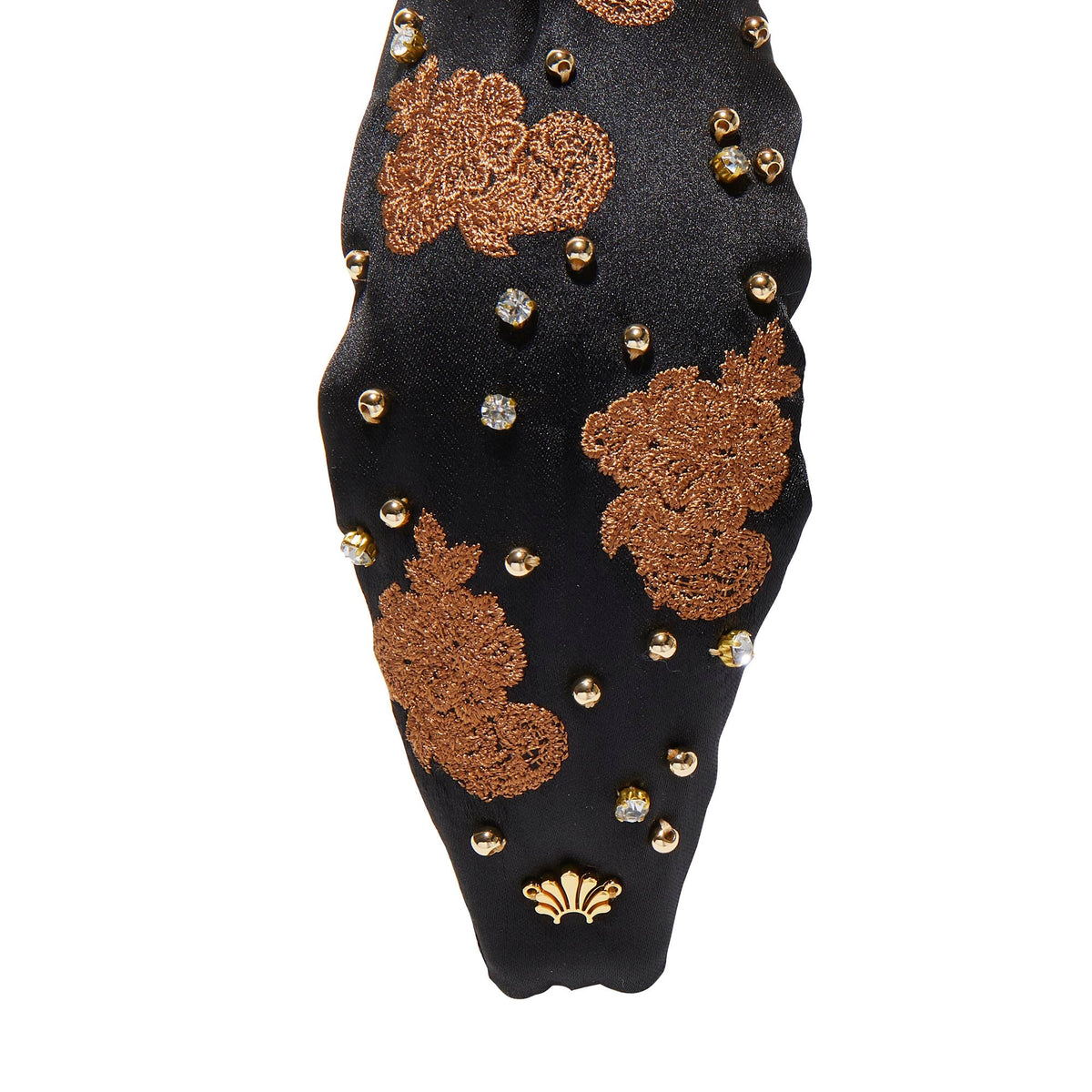 Lele Sadoughi HEADBANDS CARAMEL JET KNOTTED LACE EMBELLISHED HEADBAND