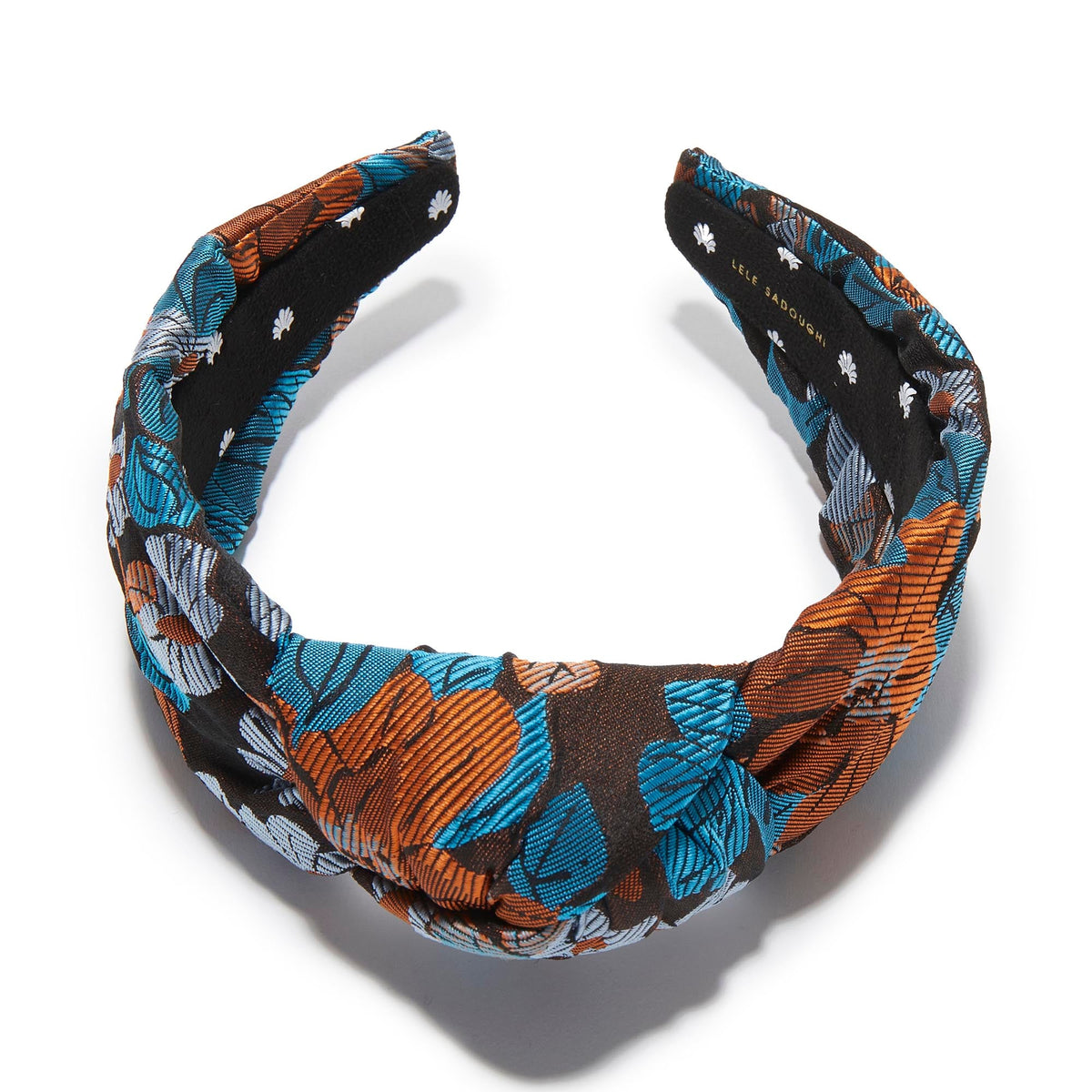 Lele Sadoughi HEADBANDS CARAMEL PATINA KNOTTED FLORAL JACQUARD HEADBAND