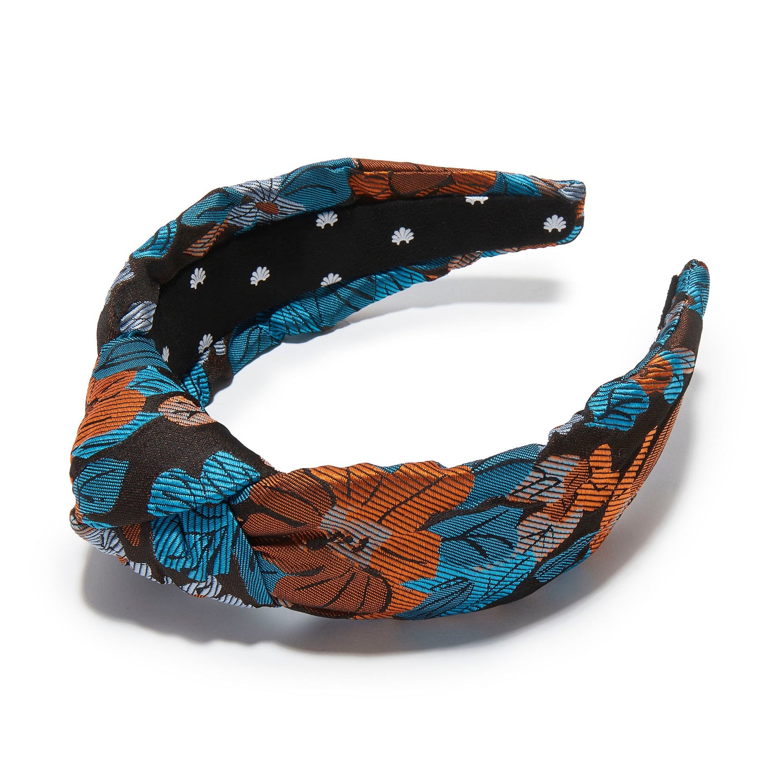 Lele Sadoughi HEADBANDS CARAMEL PATINA KNOTTED FLORAL JACQUARD HEADBAND