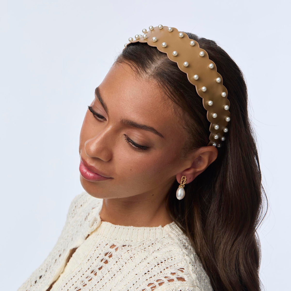 Lele Sadoughi HEADBANDS CARAMEL WAVY BESSETTE HEADBAND