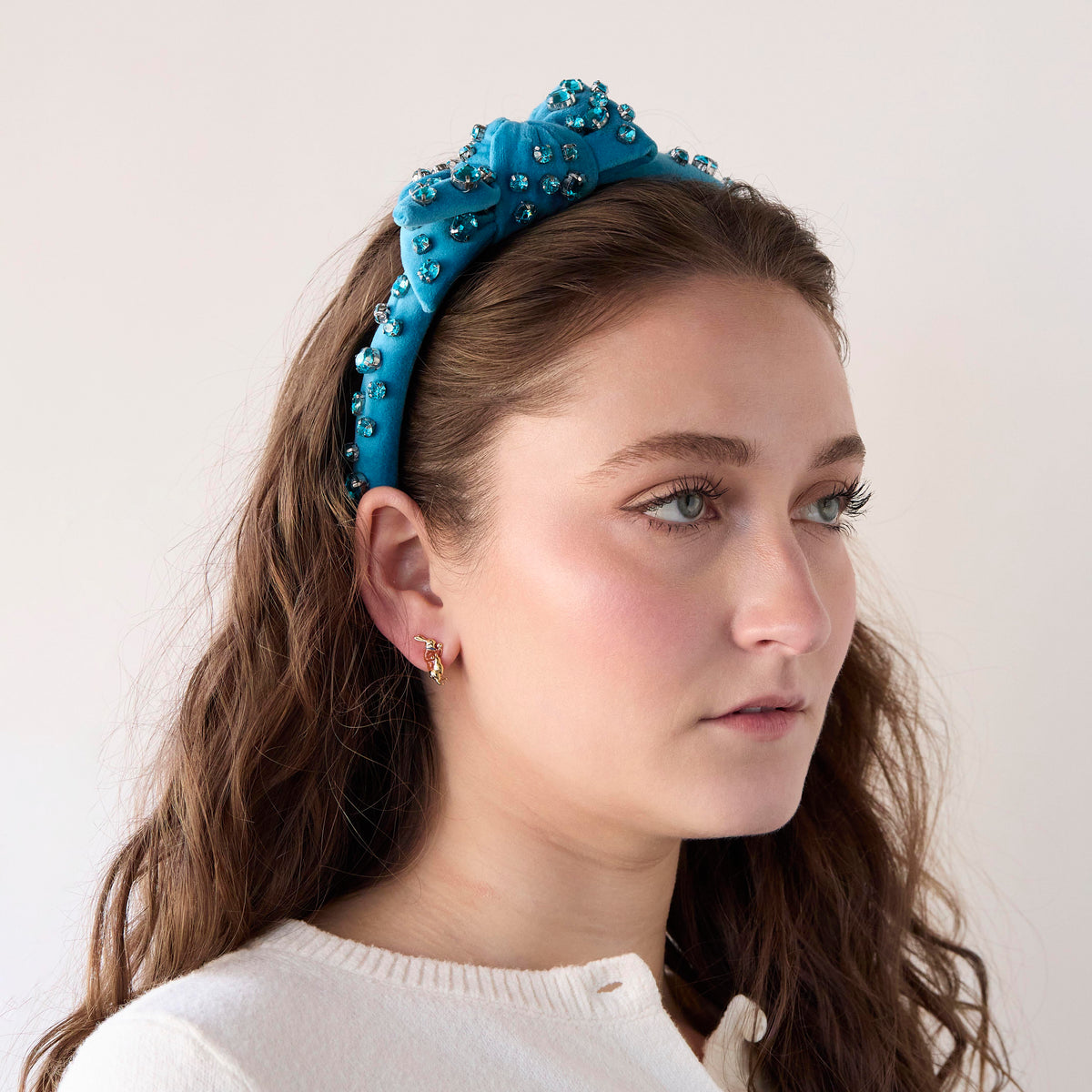 Lele Sadoughi HEADBANDS CATERPILLAR BLUE ALICE BOW EMBELLISHED HEADBAND