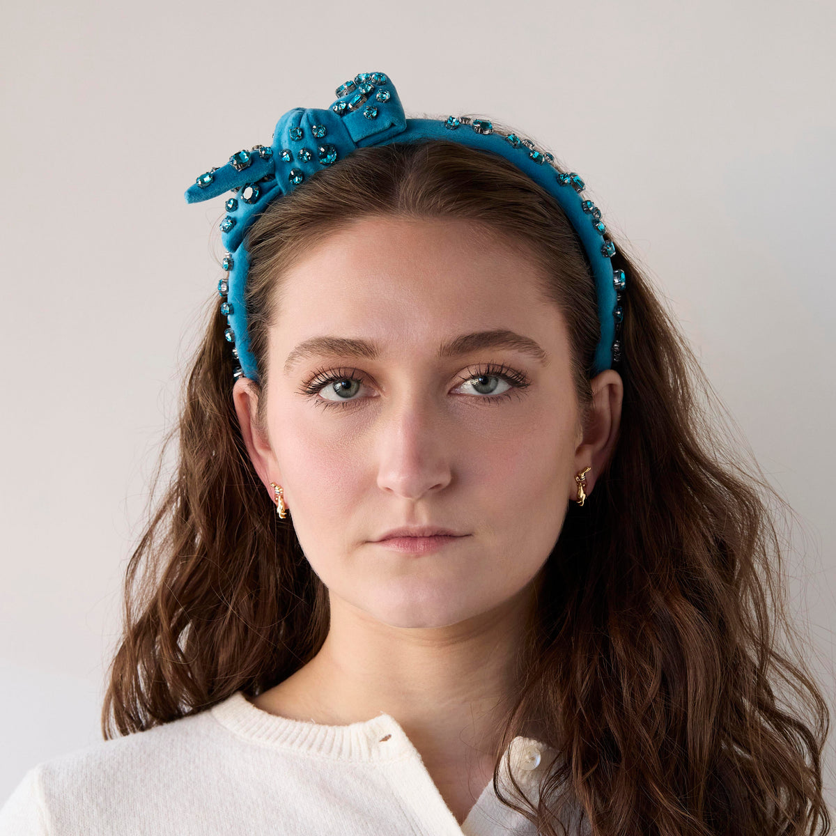 Lele Sadoughi HEADBANDS CATERPILLAR BLUE ALICE BOW EMBELLISHED HEADBAND