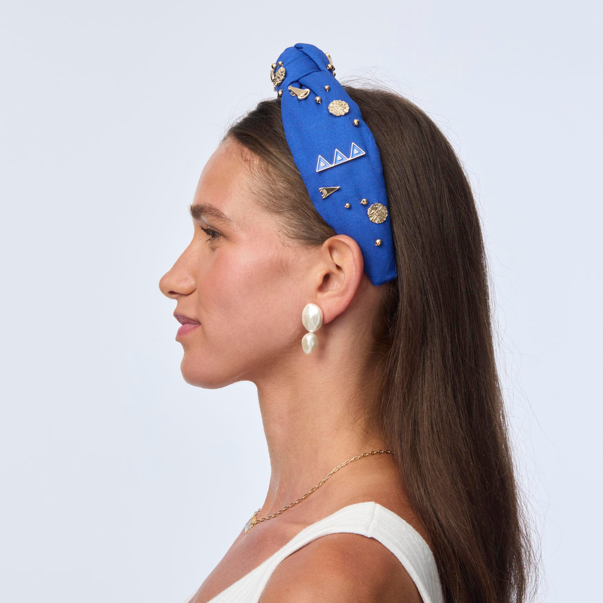 LELE SADOUGHI HEADBANDS CERULEAN BLUE DELTA DELTA DELTA KNOTTED HEADBAND