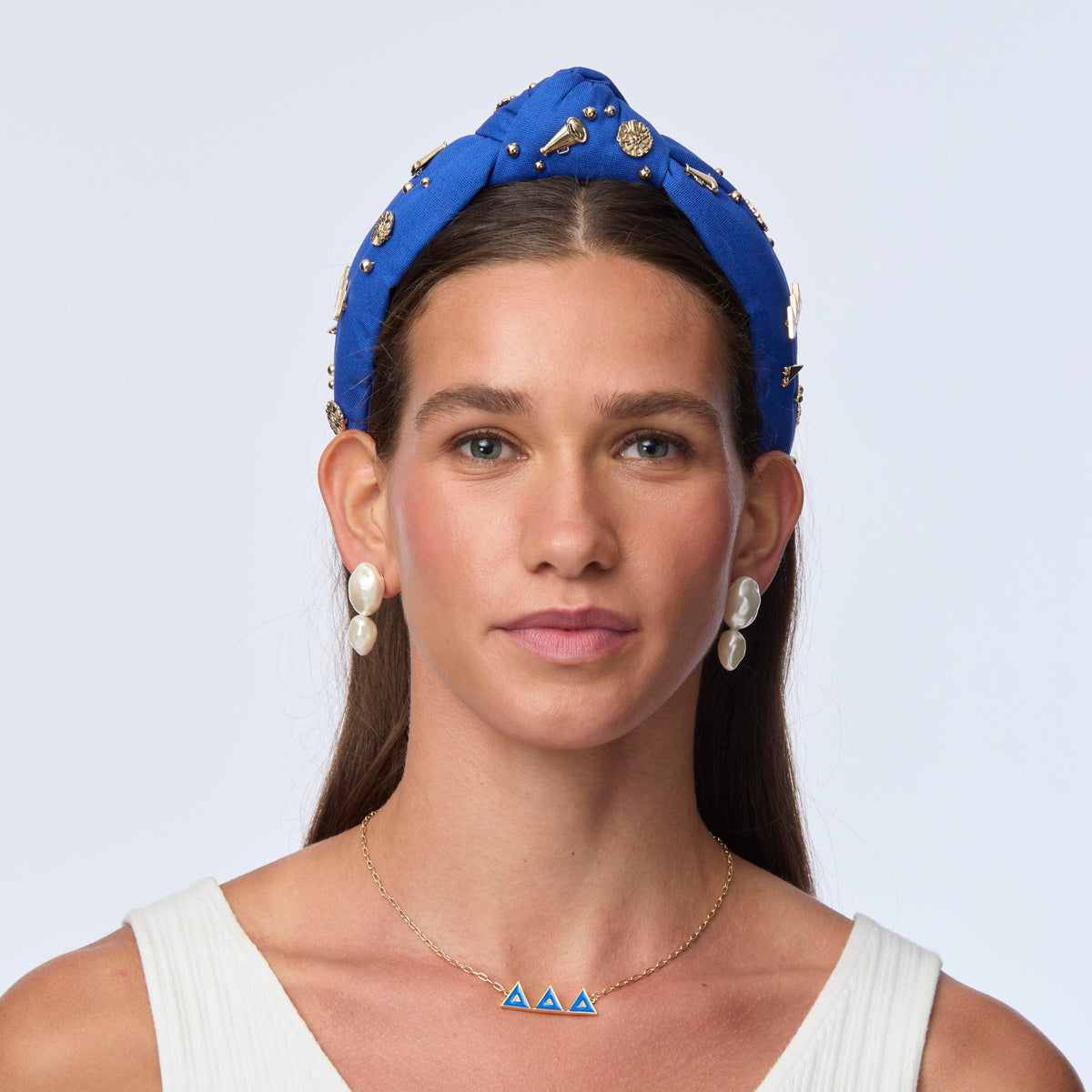 LELE SADOUGHI HEADBANDS CERULEAN BLUE DELTA DELTA DELTA KNOTTED HEADBAND