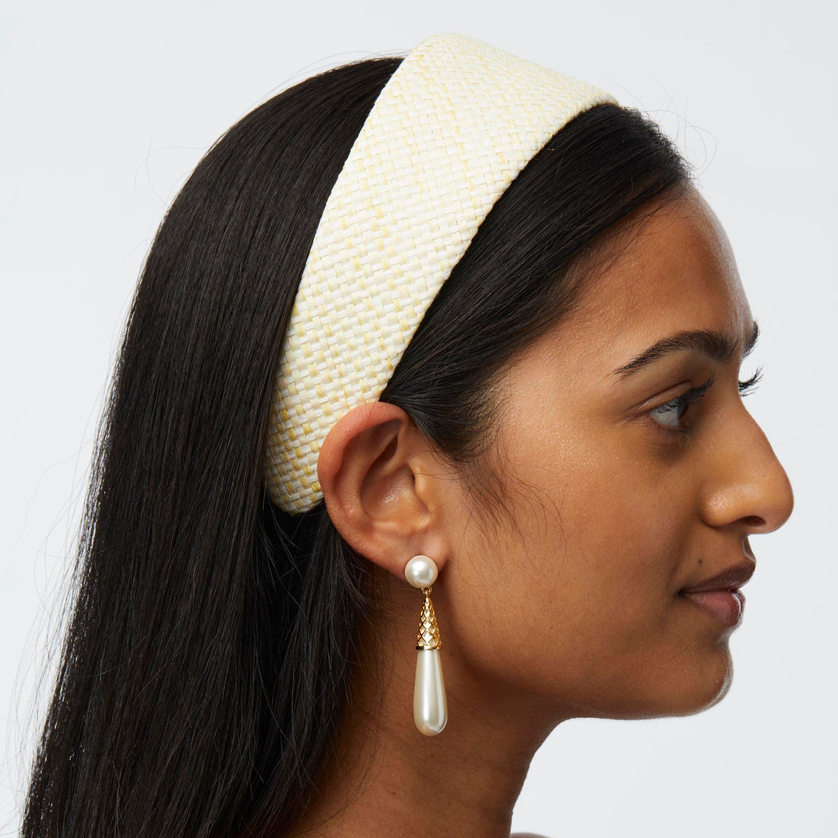 LELE SADOUGHI HEADBANDS CHALK BRIGITTE RAFFIA HEADBAND