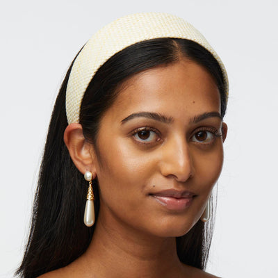 LELE SADOUGHI HEADBANDS CHALK BRIGITTE RAFFIA HEADBAND