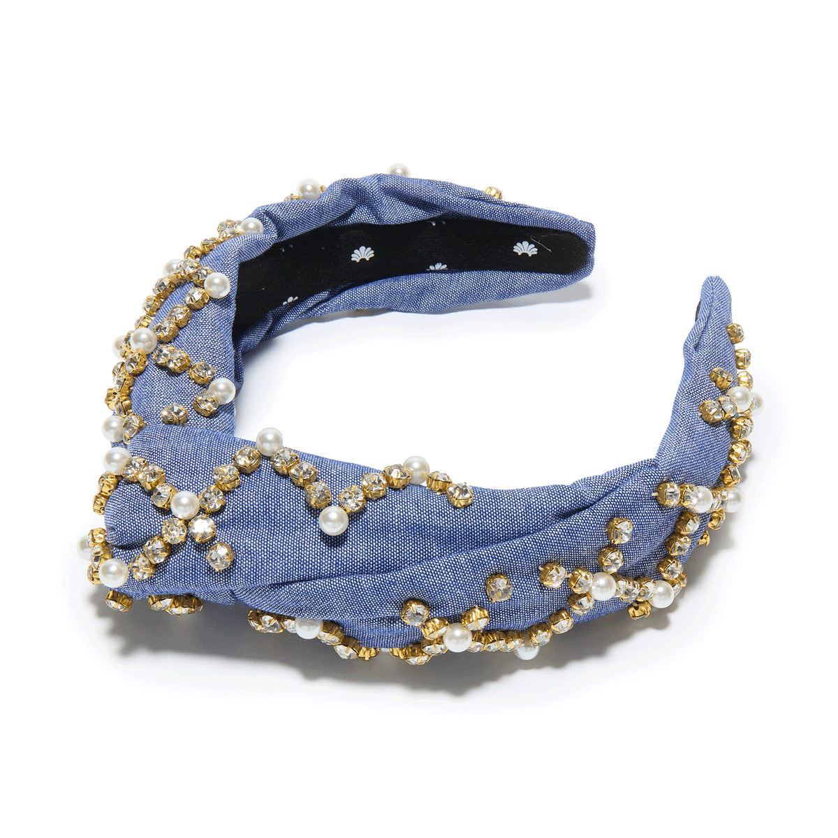 Lele Sadoughi HEADBANDS CHAMBRAY MARLENE CRYSTAL LATTICE HEADBAND