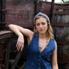 Lele Sadoughi HEADBANDS CHAMBRAY MARLENE CRYSTAL LATTICE HEADBAND