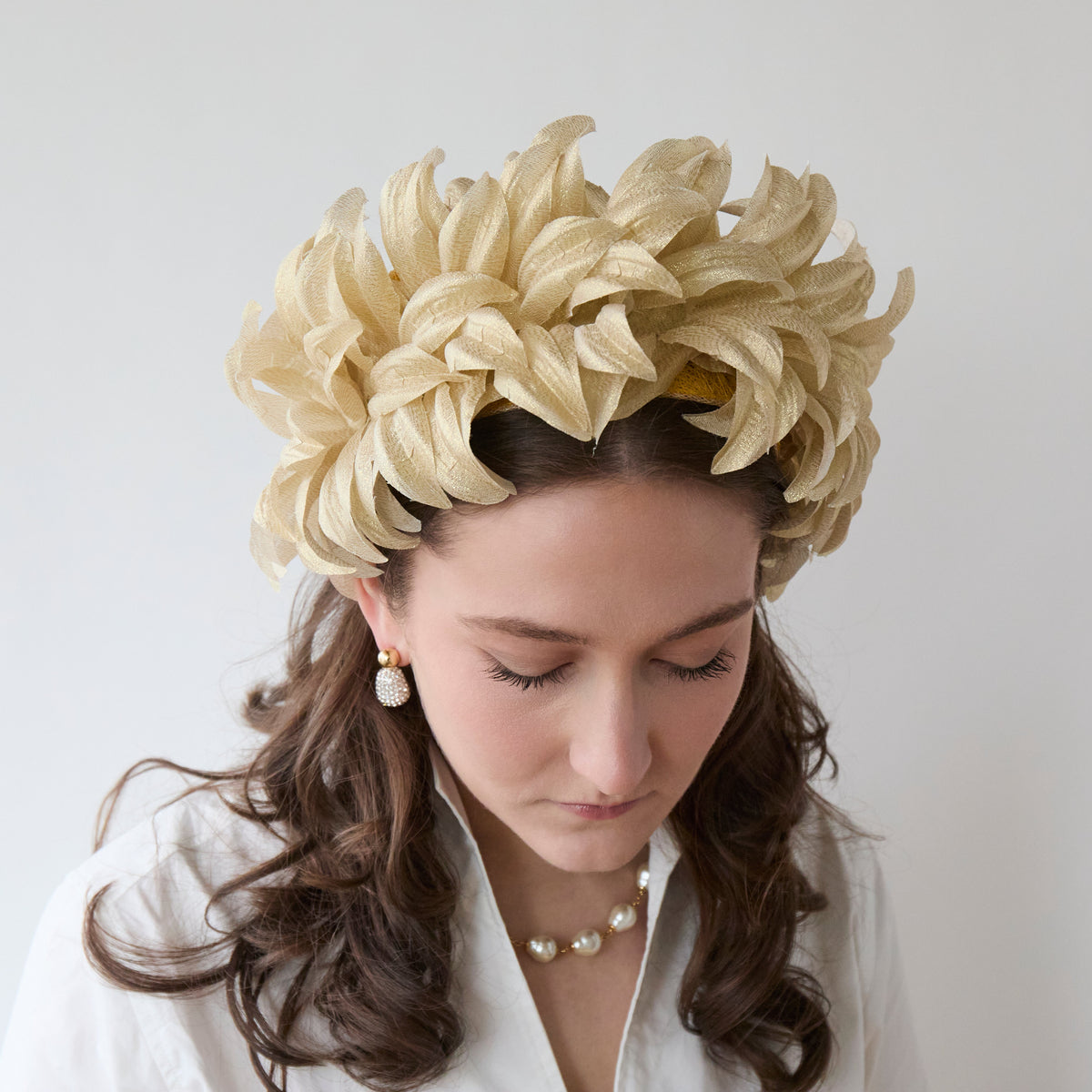 Lele Sadoughi HEADBANDS CHAMPAGNE SILK FLAPPER HEADBAND