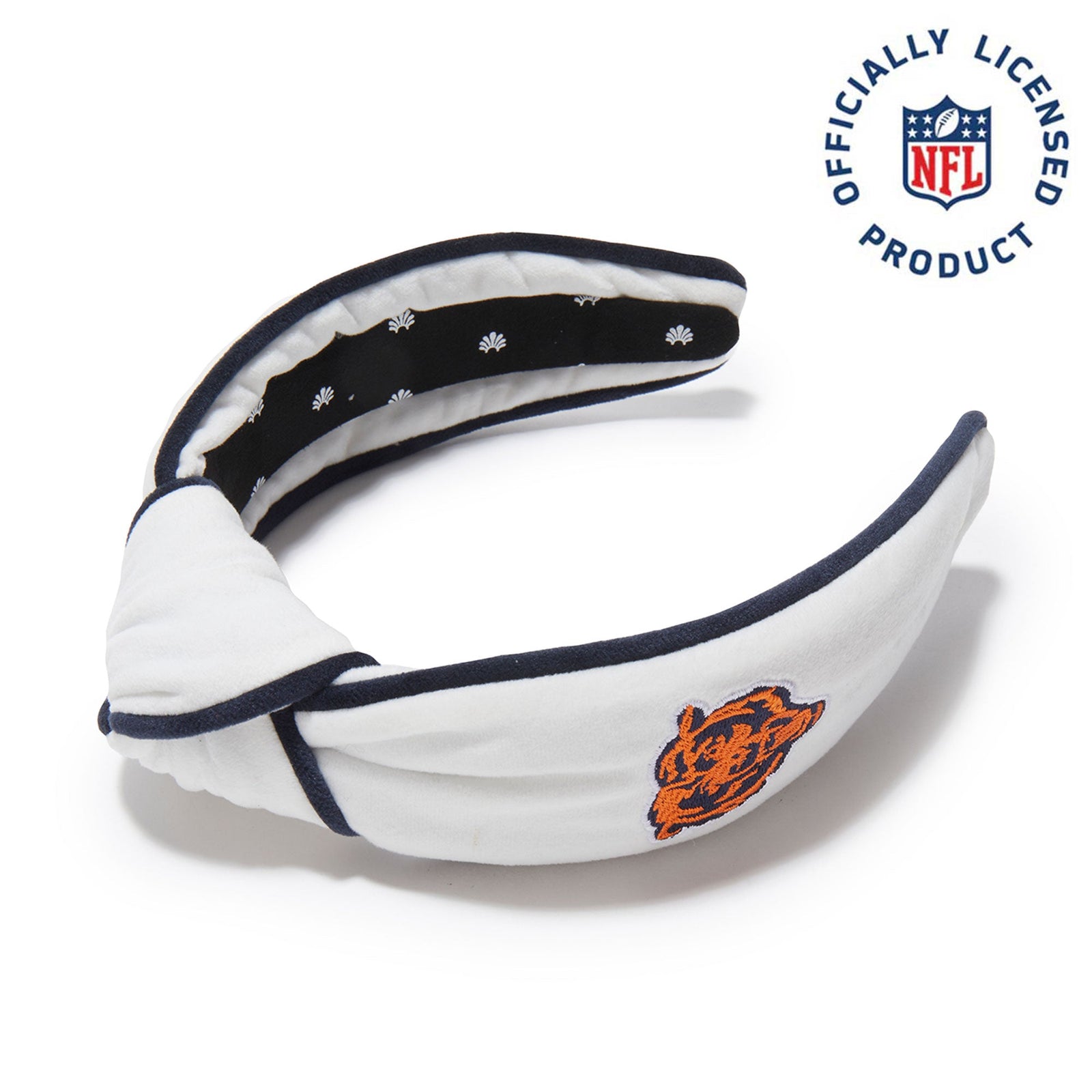Lele Sadoughi HEADBANDS CHICAGO BEARS LELE X NFL IVORY EMBROIDERED KNOTTED HEADBAND