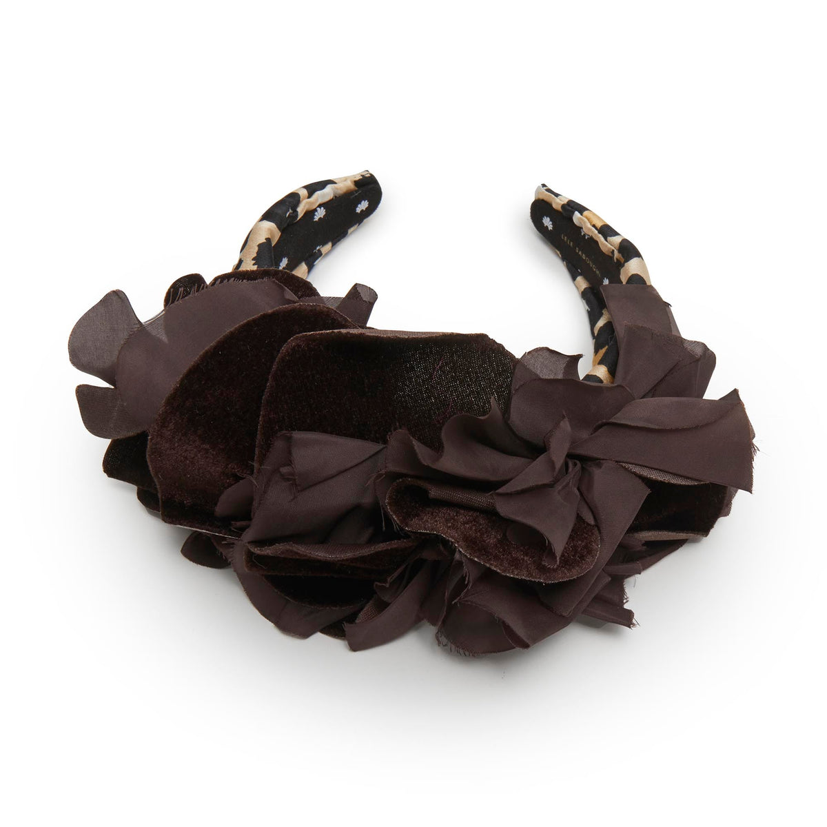 Lele Sadoughi HEADBANDS CHOCOLATE LEOPARD ROSETTE FLORAL BOUQUET HEADBAND