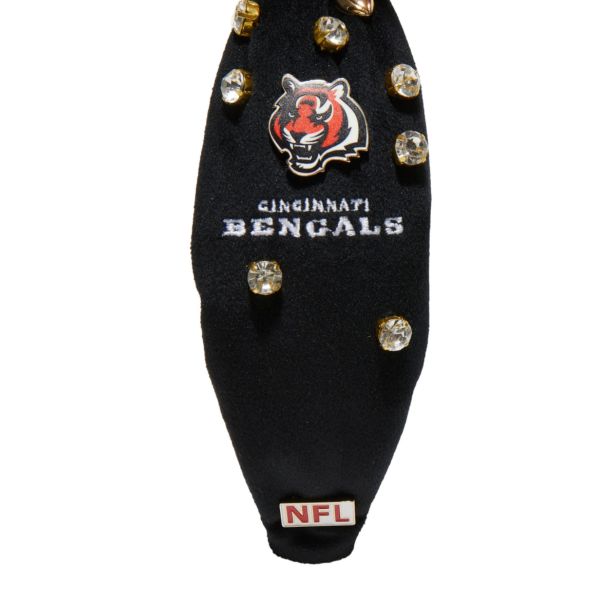 Lele Sadoughi HEADBANDS CINCINNATI BENGALS LELE X NFL JET EMBELLISHED KNOTTED HEADBAND