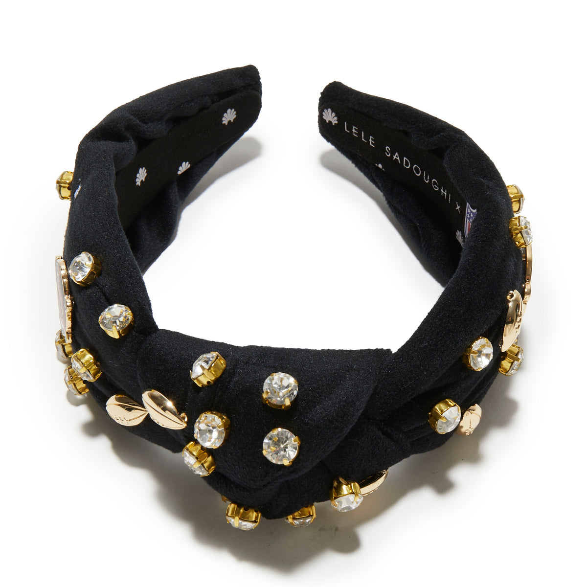 Lele Sadoughi HEADBANDS CINCINNATI BENGALS LELE X NFL JET EMBELLISHED KNOTTED HEADBAND