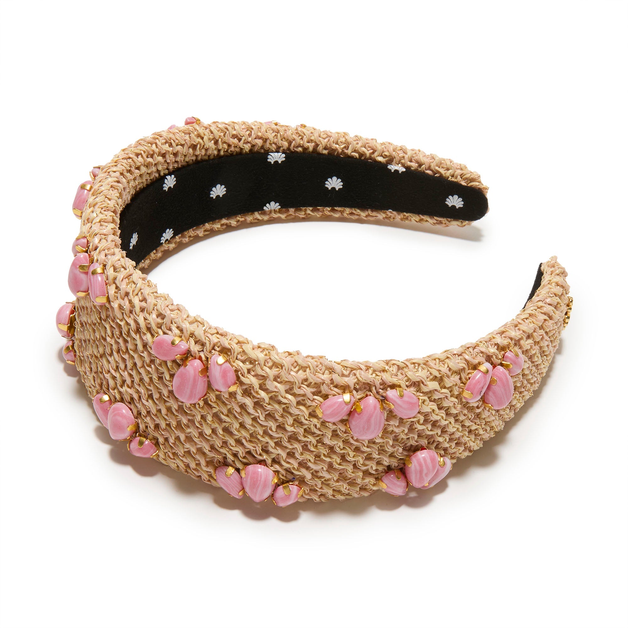 Lele Sadoughi HEADBANDS CORAL RAFFIA BRIGITTE TRILOGY STONE HEADBAND