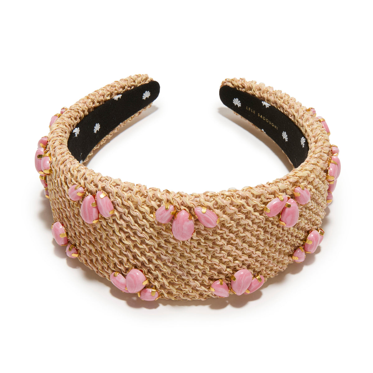 Lele Sadoughi HEADBANDS CORAL RAFFIA BRIGITTE TRILOGY STONE HEADBAND