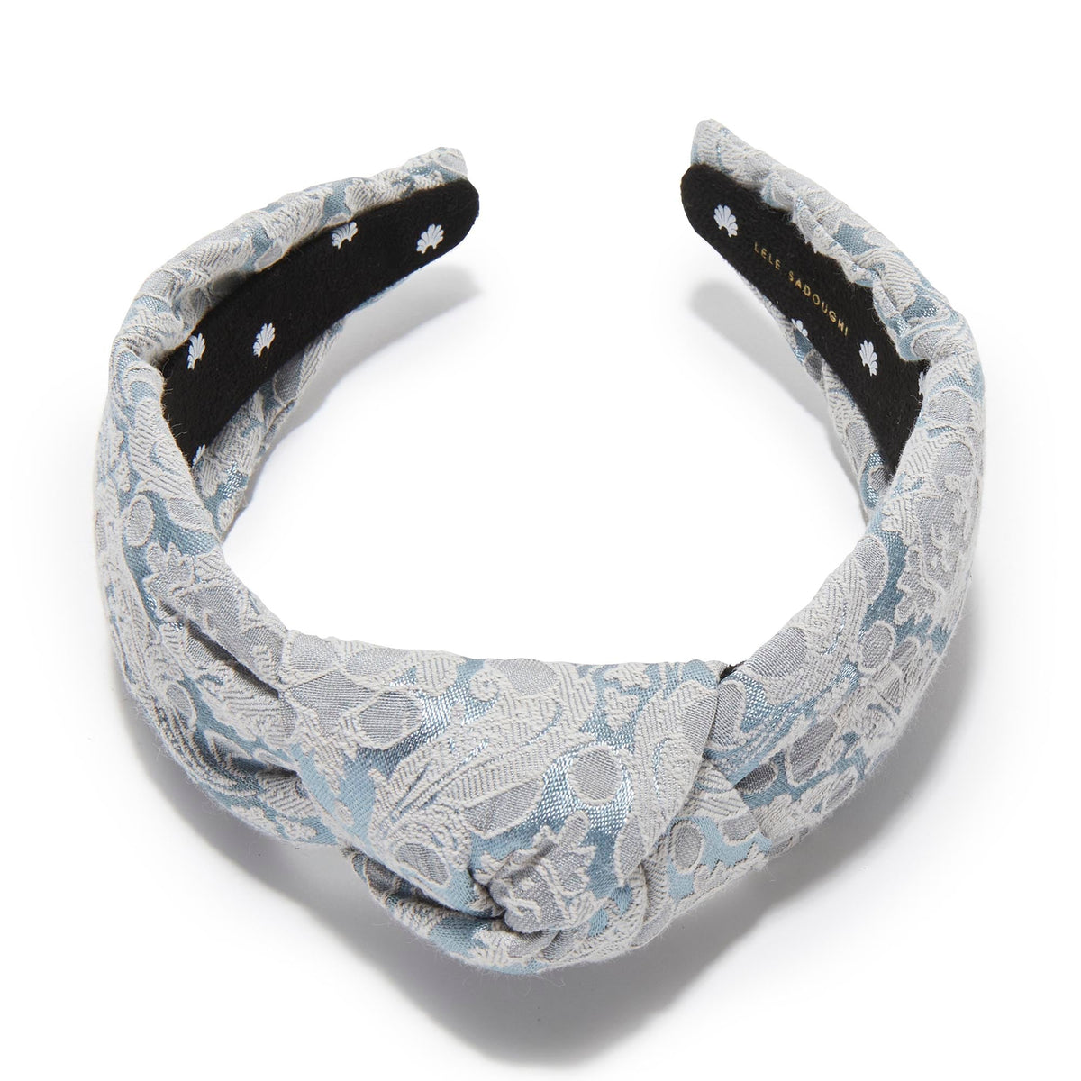 Lele Sadoughi HEADBANDS CORNFLOWER BLUE KNOTTED DAMASK BROCADE HEADBAND