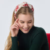Lele Sadoughi HEADBANDS CRIMSON RED KNOTTED POINSETTIA EMBROIDERED HEADBAND