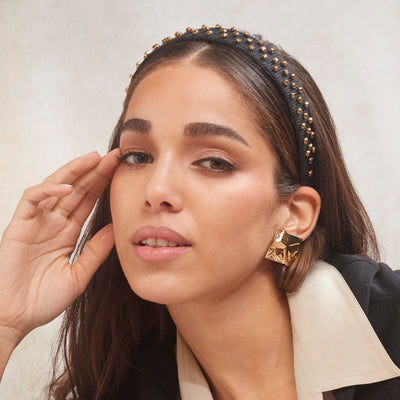 Lele Sadoughi HEADBANDS CRYSTAL DORADO BURLAP BESSETTE HEADBAND