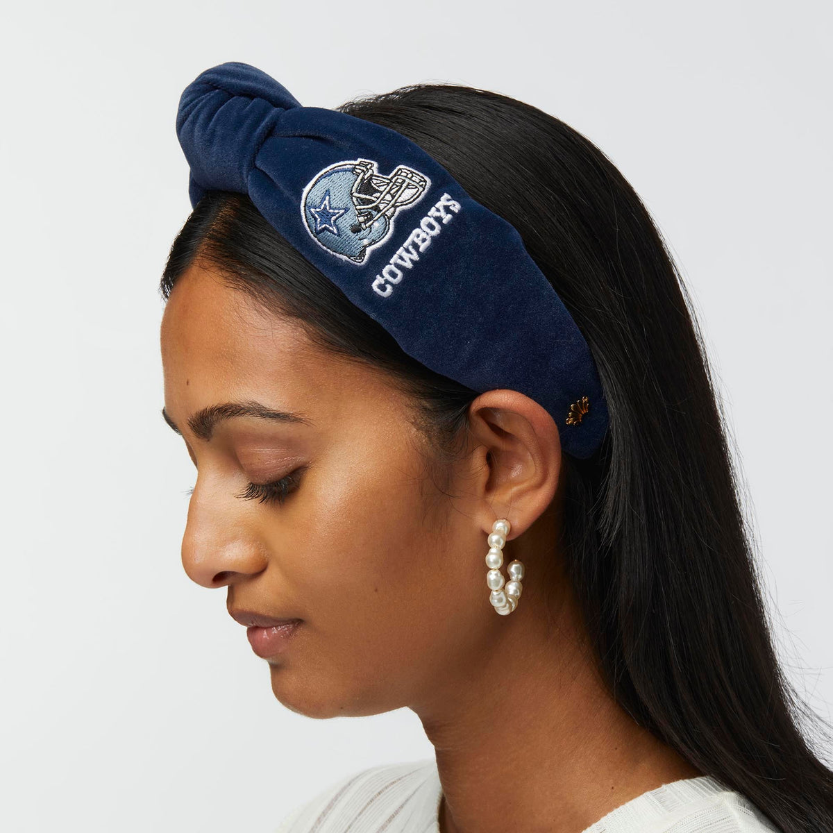 Lele Sadoughi HEADBANDS DALLAS COWBOYS LELE SADOUGHI X NFL NAVY BLUE EMBROIDERED KNOTTED HEADBAND